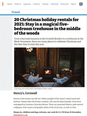 Port Isaac property Henry's features in the iNews top 20 Christmas holiday rentals for 2021