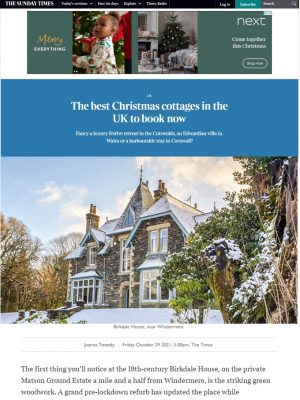 Port Isaac property Henry's features in The Times Travel round of up the best Christmas cottages in the UK to book now