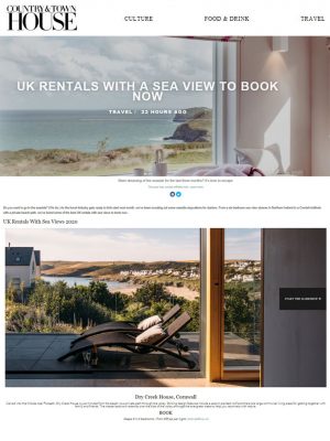 Dry Creek House, Little T and Carn Mar feature as the best UK rentals with a sea view