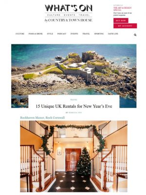 Rockhaven Manor and Endymion feature in the top 15 unique UK rentals for New Year's Eve