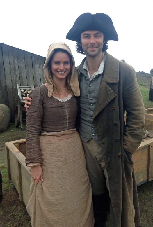 Aidan Turner with Katy, an extra in all five seasons of Poldark