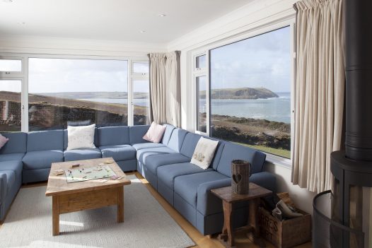 Sea view from Penroy, a self-catering holiday home in Polzeath, North Cornwall