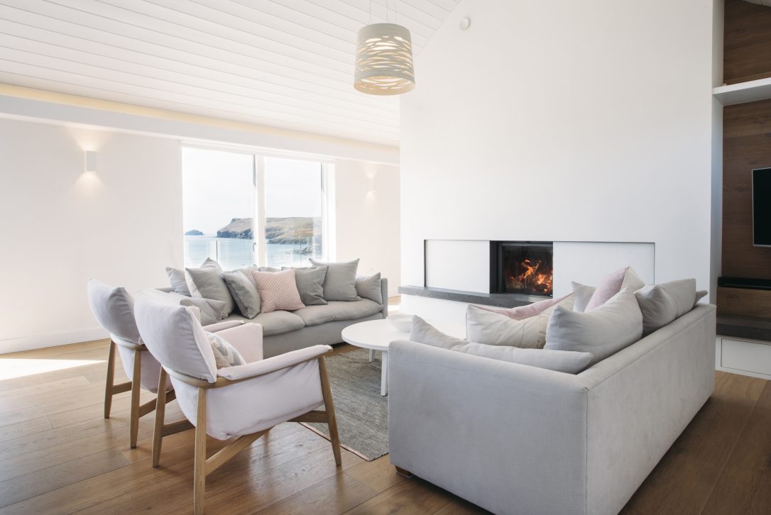 Living space at Carn Mar, a self-catering holiday home in Polzeath, North Cornwall