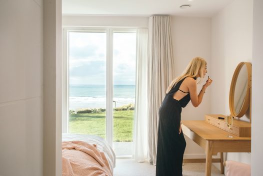 Bedroom at Carn Mar, a self-catering holiday property above Polzeath beach, North Cornwall