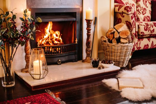 Fireplace at Rockhaven Manor, a self-catering holiday home in Rock, North Cornwall