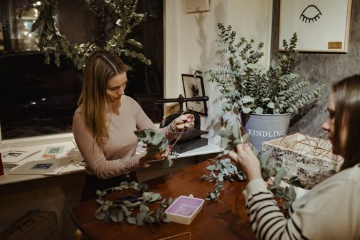 A wreath making workshop in Lostwithiel, Cornwall