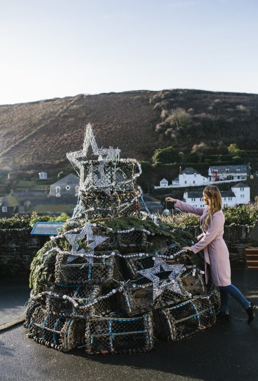 The lobster pot Christmas tree in Port Isaac, North Cornwall