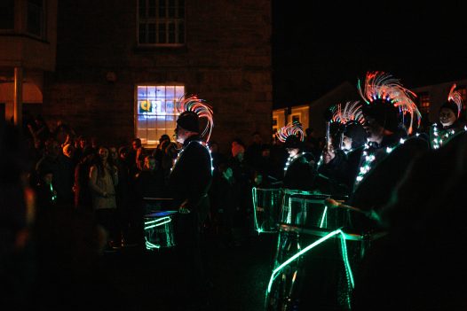 Musicians on the streets of Truro during the City of Lights 2018