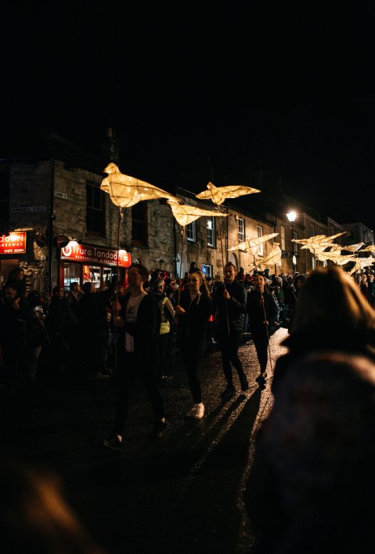 Lanterns in the Truro City of Light procession 2018 talking place in Cornwall