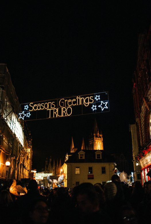 Lanterns illuminating the streets of Truro during the City of Lights Parade 2018