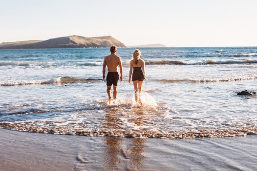 Swimmers at Baby Bay, Polzeath, North Cornwall