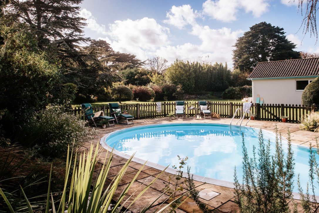 The beautiful mature garden at Half Way Tree, a self-catering holiday home in Rock, North Cornwall