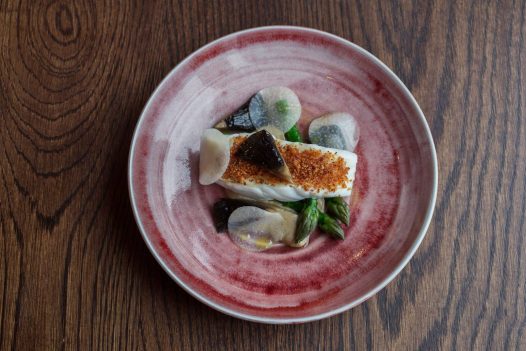 A seafood dish at Restaurant Nathan Outlaw is located in Port Isaac, North Cornwall