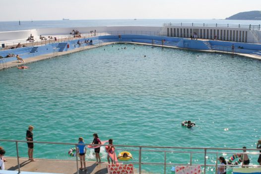 View across the lido pool in Penzance