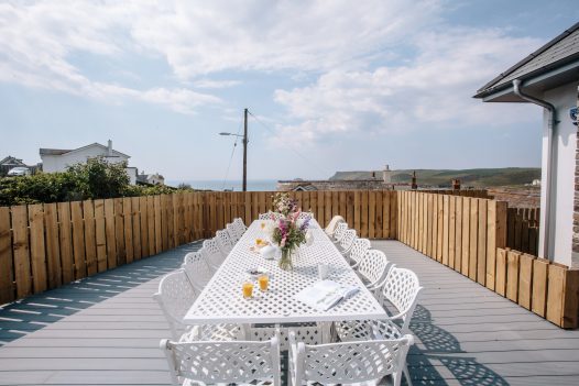 Al fresco dining at Parker's Place, a self-catering holiday home in Polzeath, North Cornwall