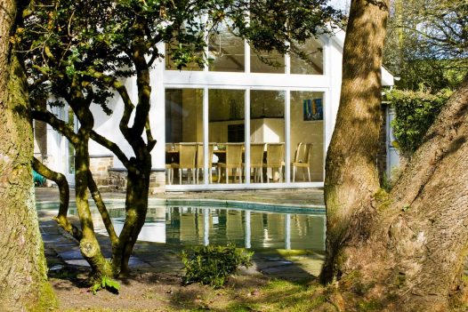 View of the private outside swimming pool at Penquite House