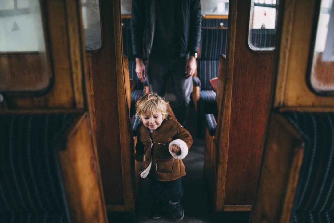 Children aboard the Santa by Steam train at Bodmin General Station, North Cornwall.