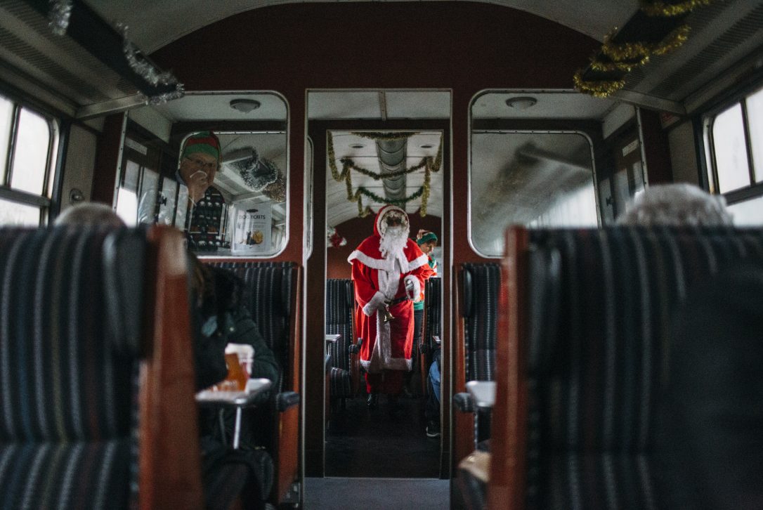 Santa by Steam train at Bodmin General Station, North Cornwall.