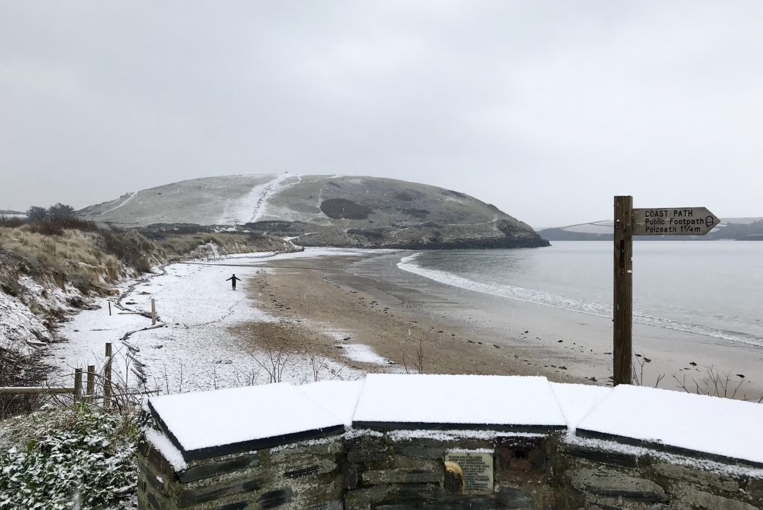 Snow on Daymer Bay, North Cornwall