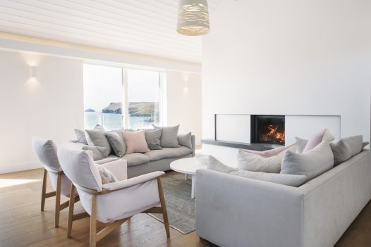 Living room at Carn Mar in Polzeath, recently awarded Silver at the South West Tourism Awards 2019