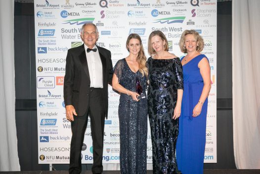 Katy Austin-Waters and Jill Landeryou collect Silver for Self Catering Accommodation of the Year at the South West Tourism Awards 2019 at Aerospace Bristol