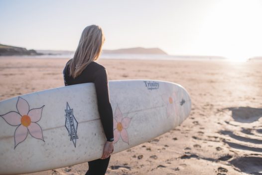 Surfer on Polzeath beach