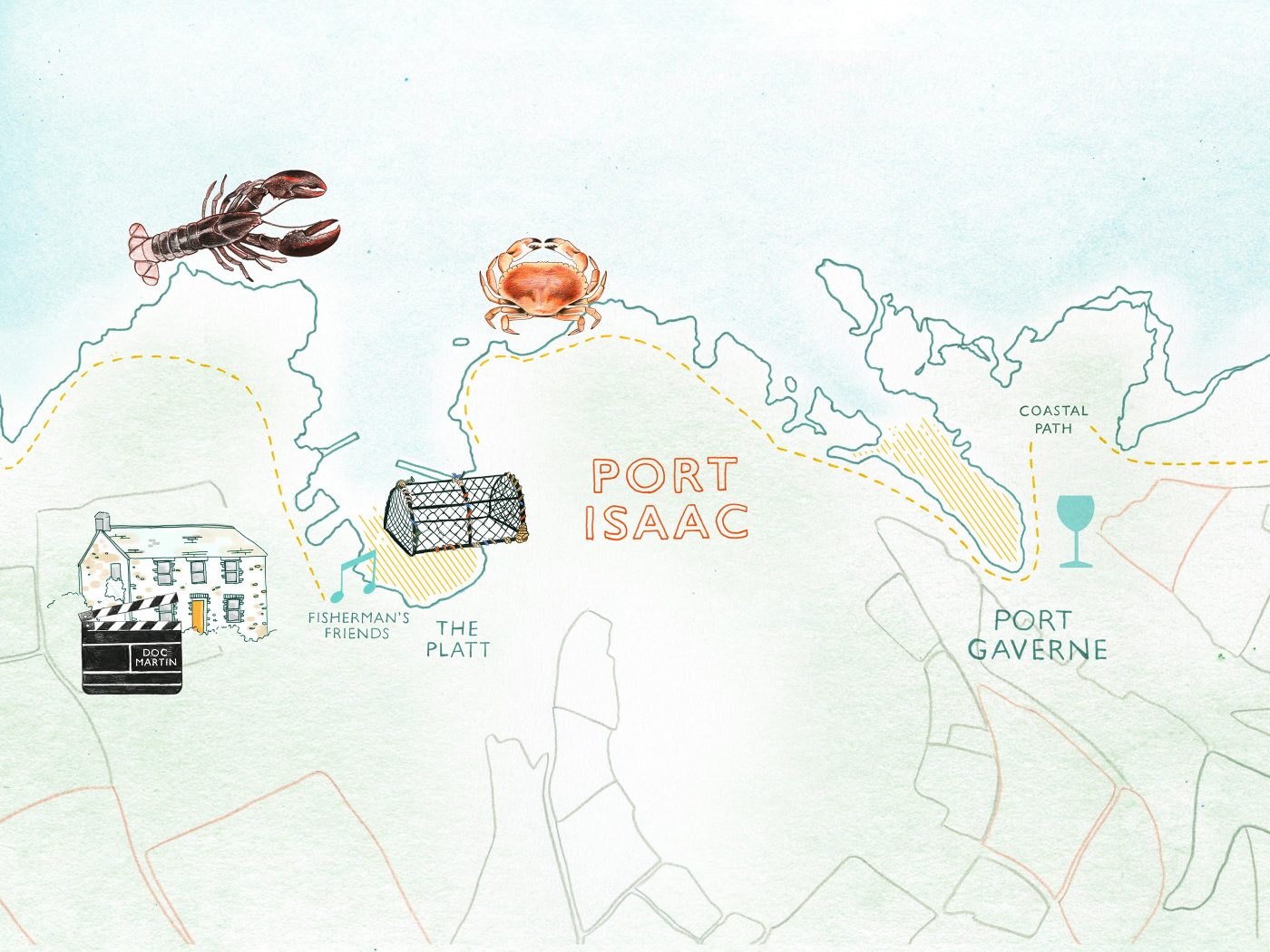 Map of Port Isaac, North Cornwall