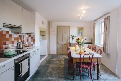 Kitchen at No 2 Pentire View, a self-catering holiday home in Polzeath, North Cornwall