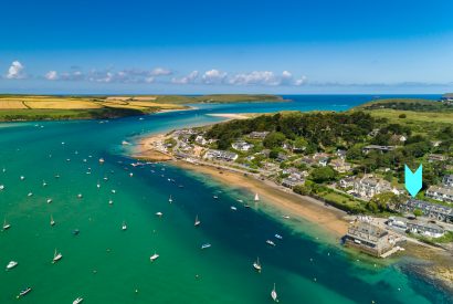 Aerial view of 2 Slipway, self-catering holiday property in Rock, North Cornwall