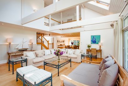 The living room at Buzza Vean, a self-catering holiday home in Rock, Cornwall