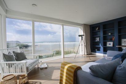 Reading room at Carn Mar, a self-catering holiday home in Polzeath, North Cornwall