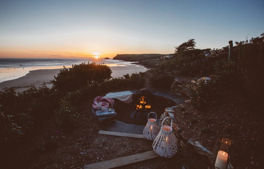 Firepit at Carn Mar, a self-catering holiday home in New Polzeath, North Cornwall