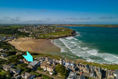 Aerial view of Coppers, a self-catering holiday home in New Polzeath, North Cornwall