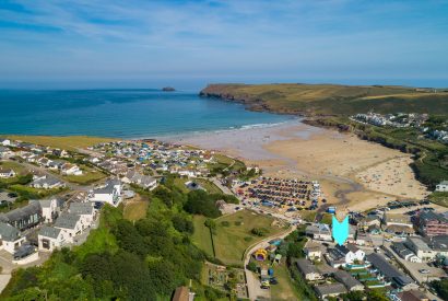 Aerial view of Hagervor House, a self-catering holiday home in Polzeath, North Cornwall