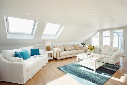 Upstairs living room at Hillcote, a self-catering holiday home in Polzeath, North Cornwall