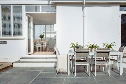 Outdoor area at Hillcote, a self-catering holiday home in New Polzeath, North Cornwall