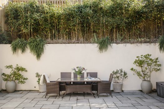 Sun terrace at Ivy Cottage, a self-catering holiday home in Polzeath, North Cornwall