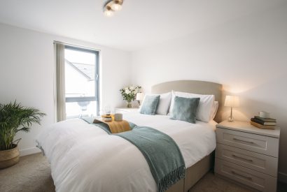 Master bedroom at No 5 Tregales, a self-catering holiday home in New Polzeath, North Cornwall.