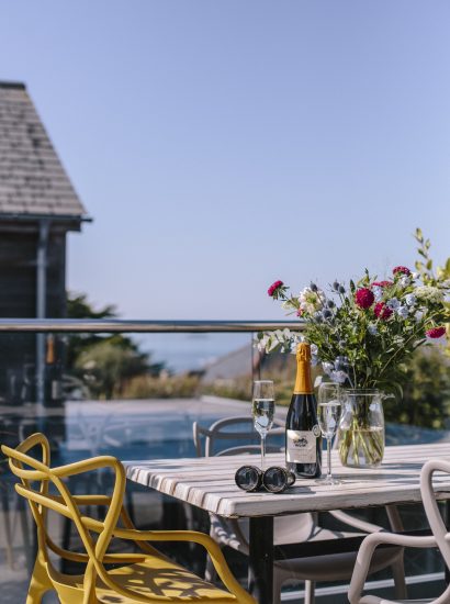 Balcony at No 6 Tregales, a self-catering holiday apartment in New Polzeath, North Cornwall