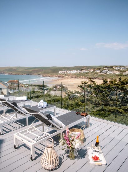 View from the balcony at Parker's Place a self-catering holiday proeprty in Polzeath, North Cornwall