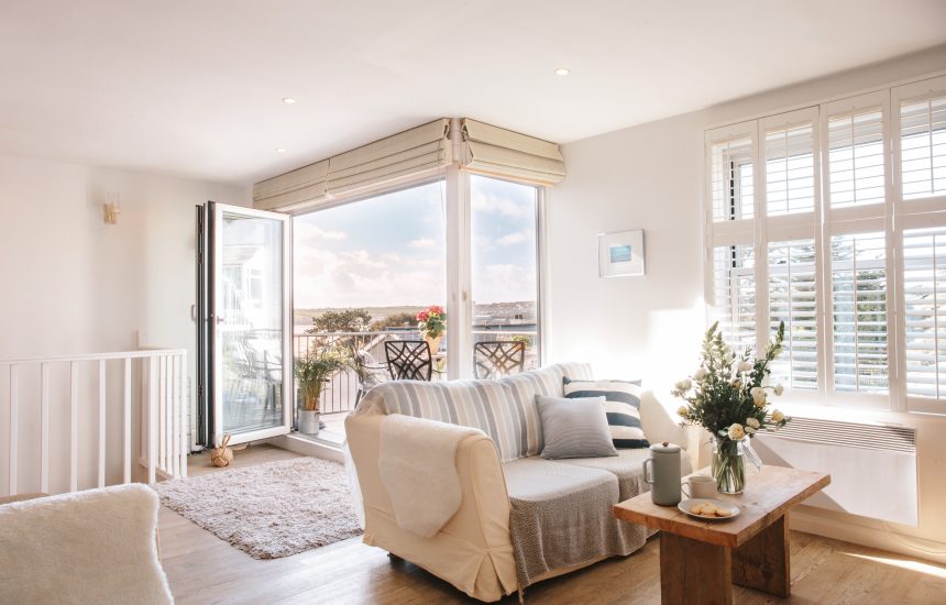 Living room at Pebble Rock, a self-catering holiday home in Rock, North Cornwall