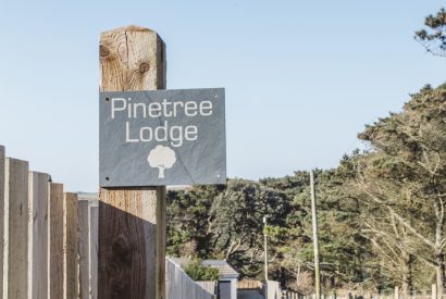 The private driveway to Pinetree Lodge, a self-catering holiday house in New Polzeath, North Cornwall