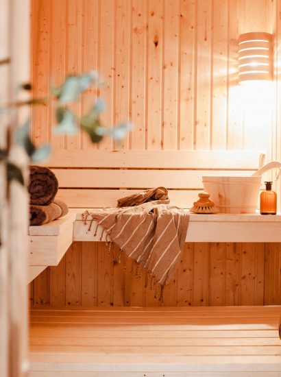 Sauna at Polsted, a luxury, self-catering holiday home in Polzeath, North Cornwall