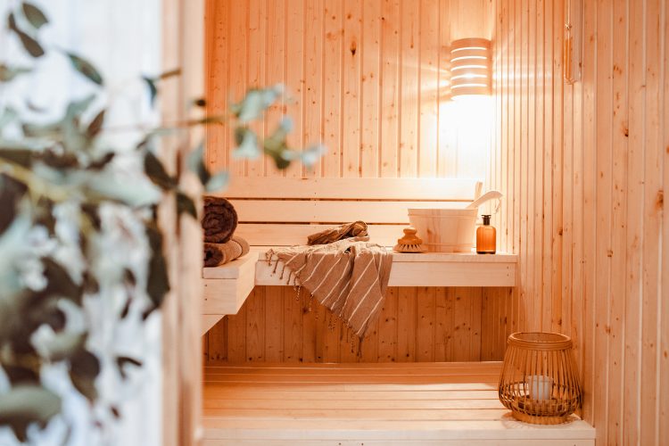 Sauna at Polsted, a luxury, self-catering holiday home in Polzeath, North Cornwall