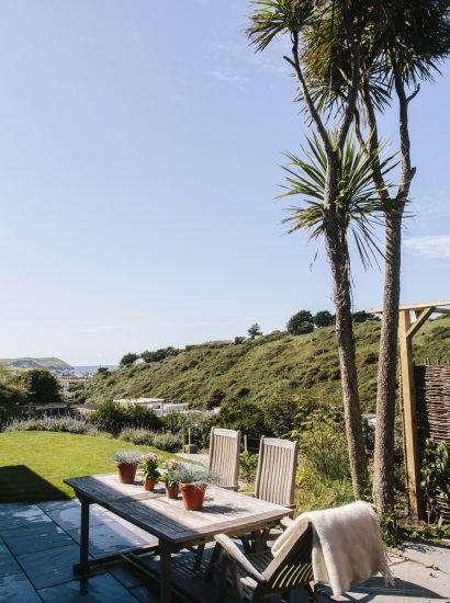 View across the valley from Seahouse, a self-catering holiday home near Polzeath Beach, North Cornwall