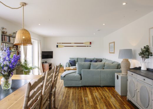 Living and dining area at Seahouse, a self-catering holiday home in Polzeath, North Cornwall