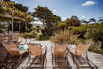 Sun deck at Skylarks, a self-catering holiday home above Daymer Bay, North Cornwall