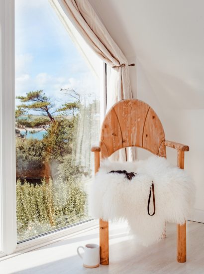 Bedroom chair at Skylarks, a self-catering holiday home above Daymer Bay, North Cornwall