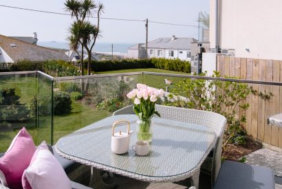 Sun deck at Spindrift, a self-catering holiday home in Polzeath, North Cornwall