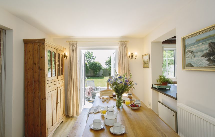 Dining room at The Crispin, a self-catering holiday home in Rock, North Cornwall